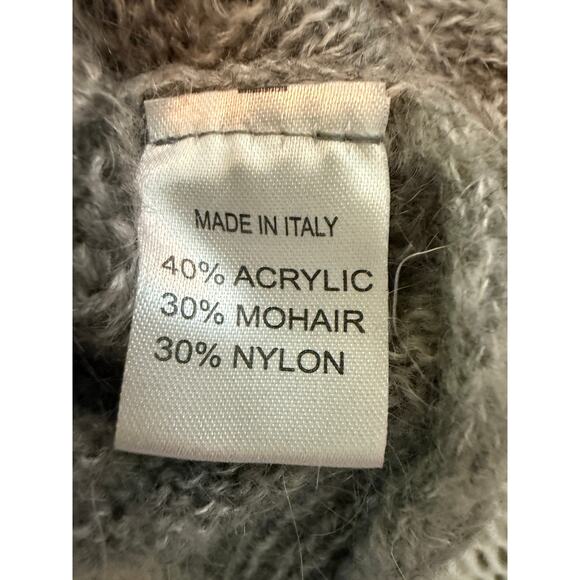 Elsamanda Italy Mohair Blend Cowl Neck Sweater Oversized Knit Taupe Gray - Picture 10 of 10